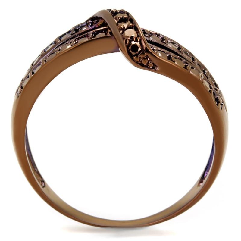 IP Coffee light Brass Ring with AAA Grade CZ in Light Coffee