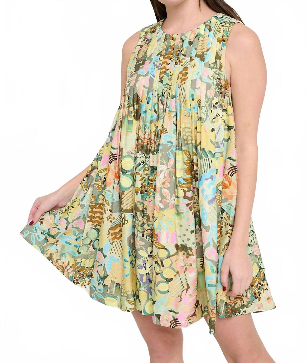 Meadow Pleat Dress In Whispering