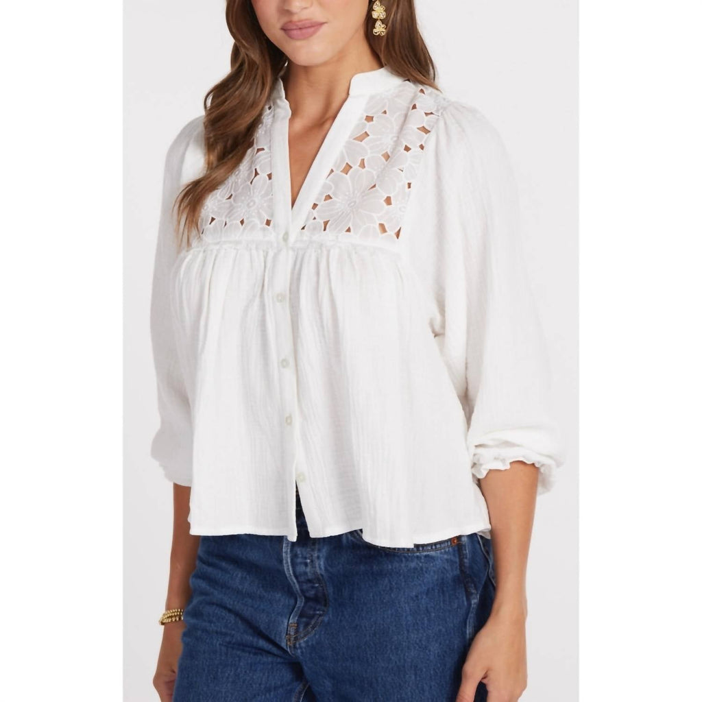 Flora Textured Blouse In Salt