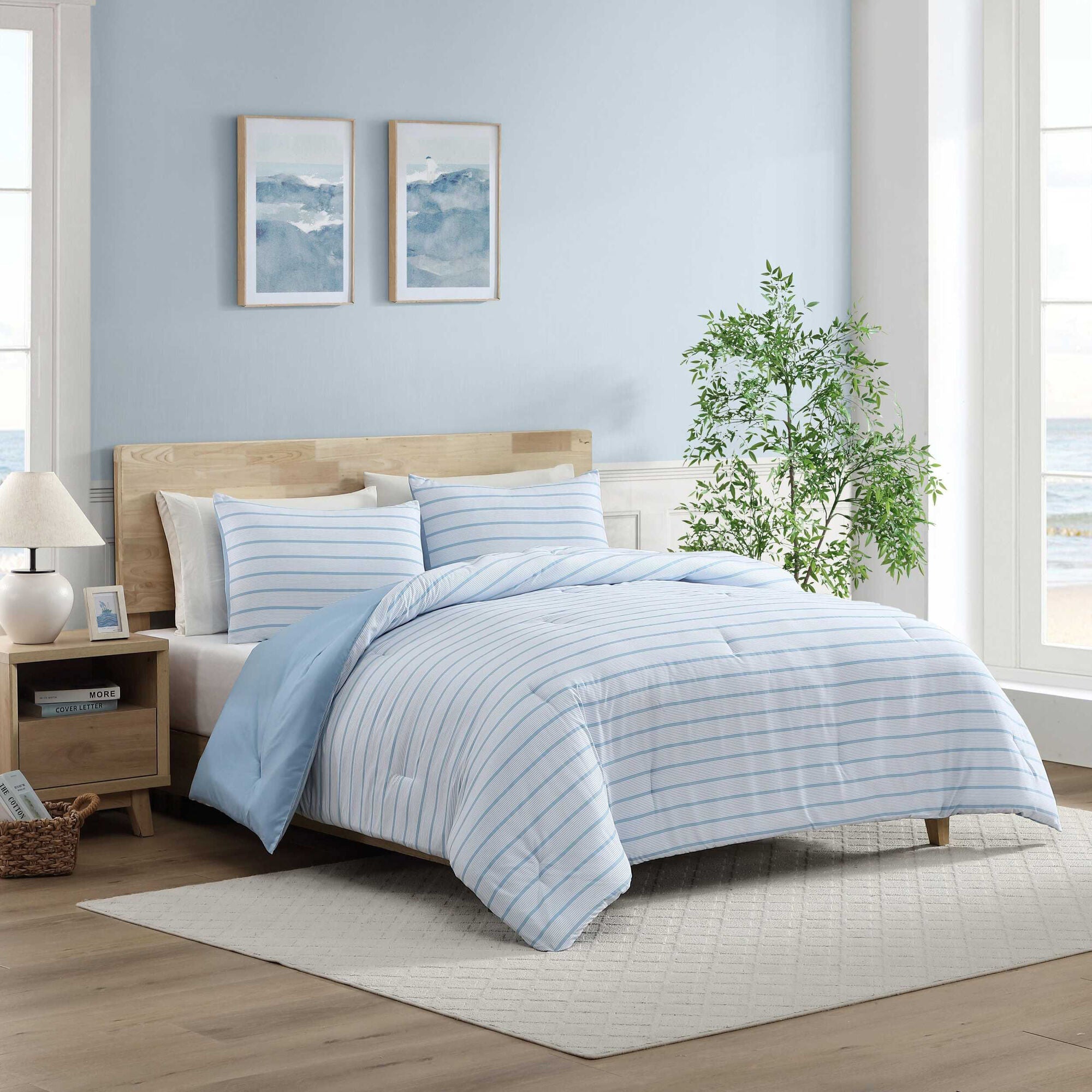 Nautica Chambray Waves Blue Full/Queen Comforter Set