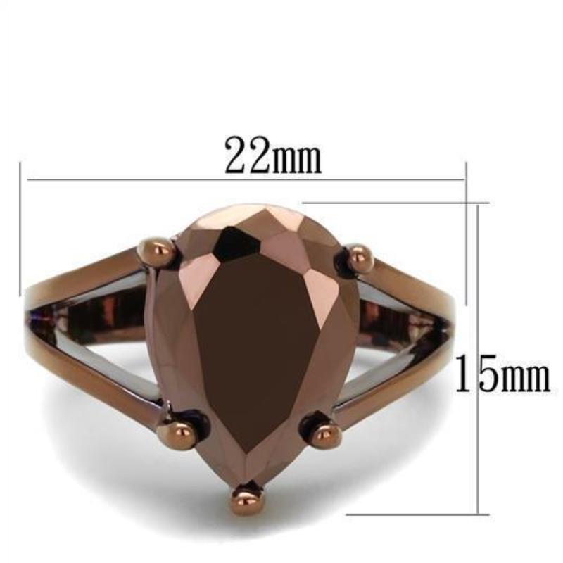 IP Coffee light Brass Ring with AAA Grade CZ in Light Coffee