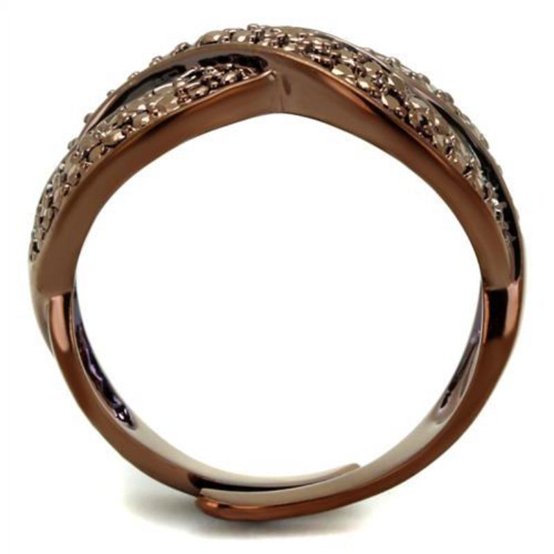 IP Coffee light Brass Ring with AAA Grade CZ in Light Coffee