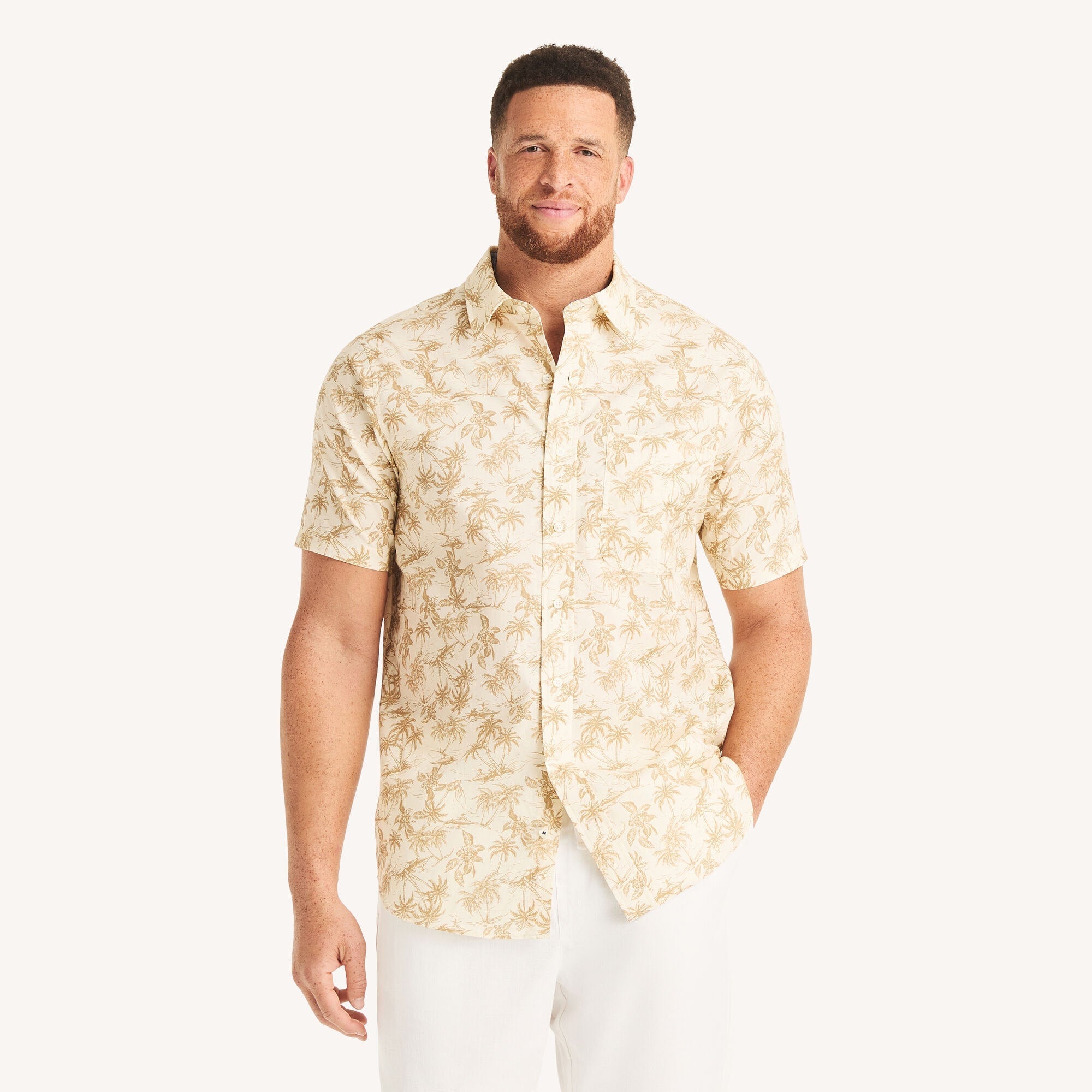 Nautica Mens Big & Tall Printed Short-Sleeve Shirt