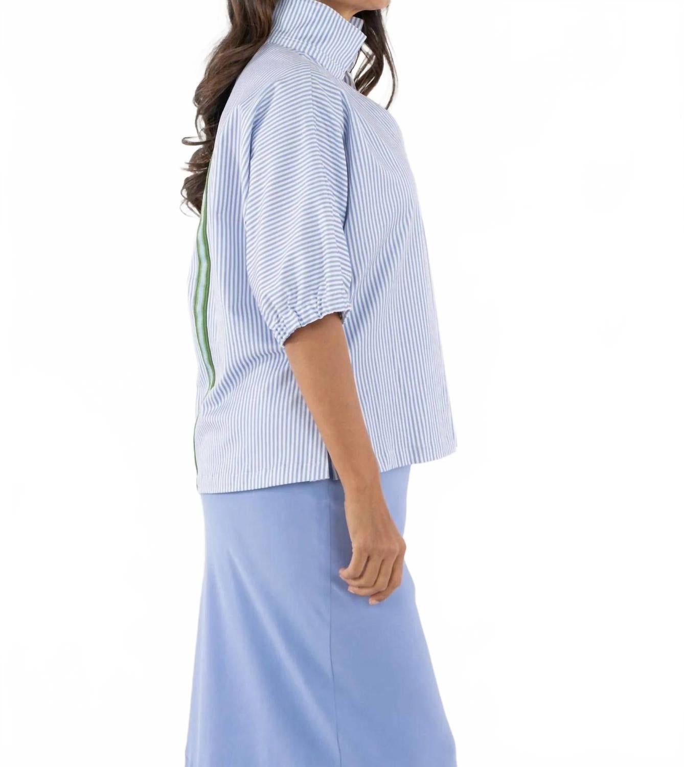 Poppy High Neck Top In Grapemist Stripe