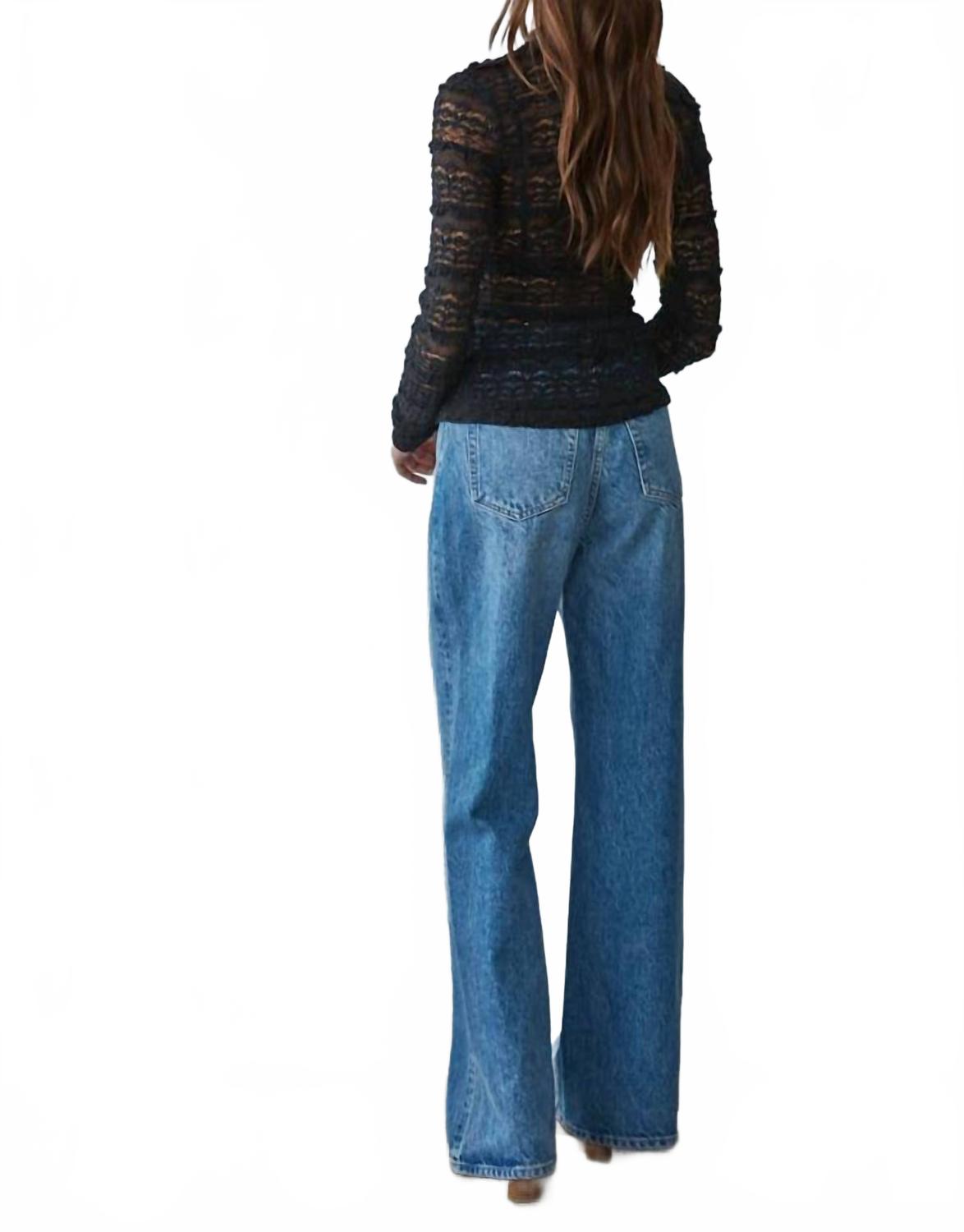 Woven Lace See Through Mock Top In Black