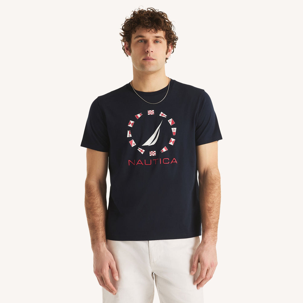 Nautica Mens Flags Graphic T-Shirt
