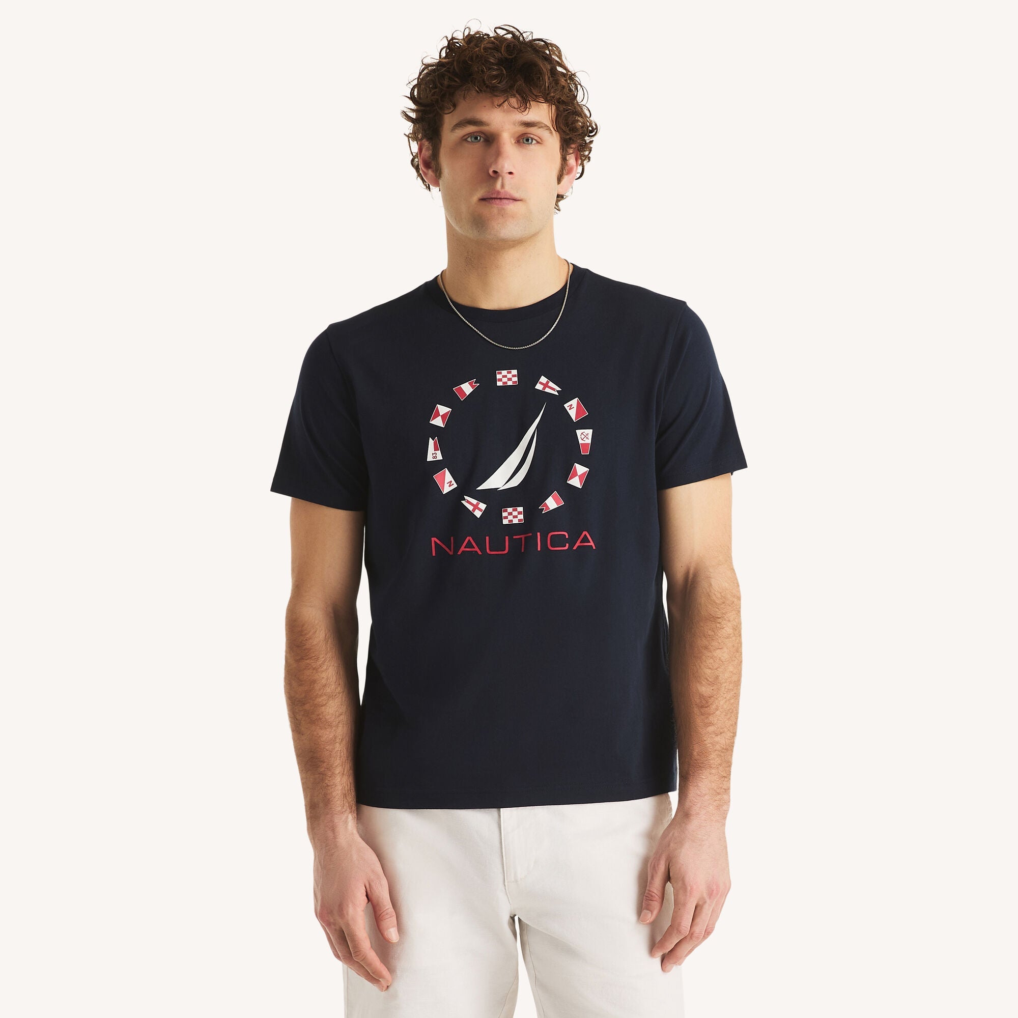 Nautica Mens Flags Graphic T-Shirt