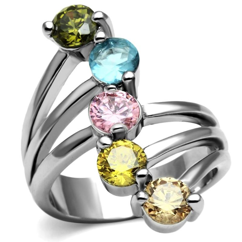 Sigrid Cocktail Ring - Stainless Steel, AAA CZ , Multi Color