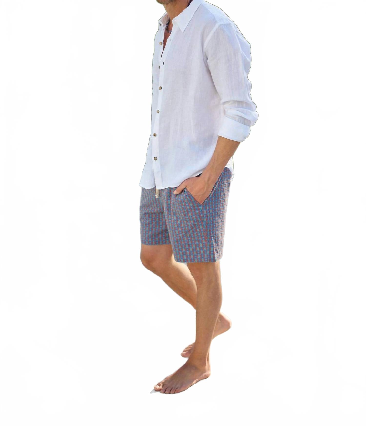 Dillon Cotton Shorts In Sardinia Blue