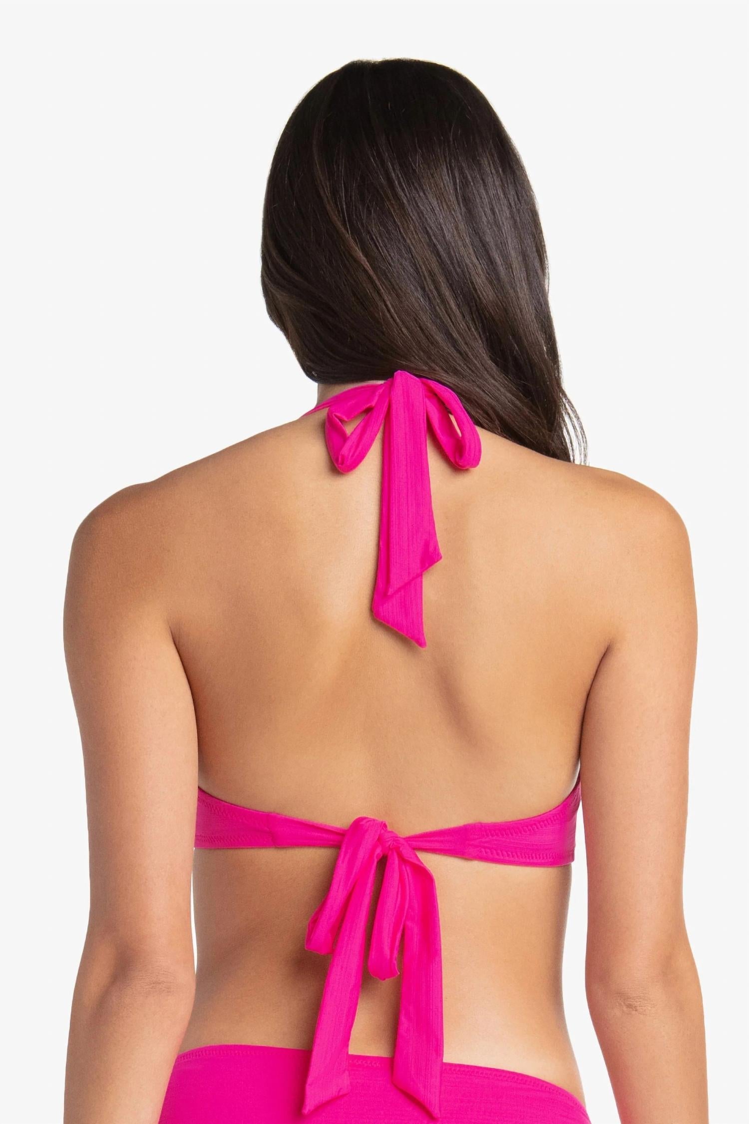 Shell Halter Swim Top In Textured Lotus Pink