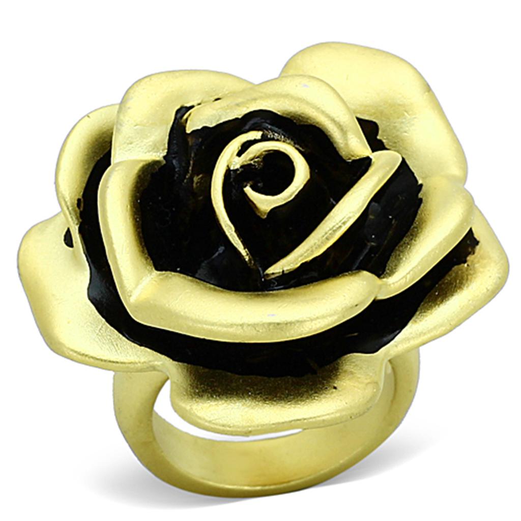 Matte Gold Brass Ring with Epoxy in Jet