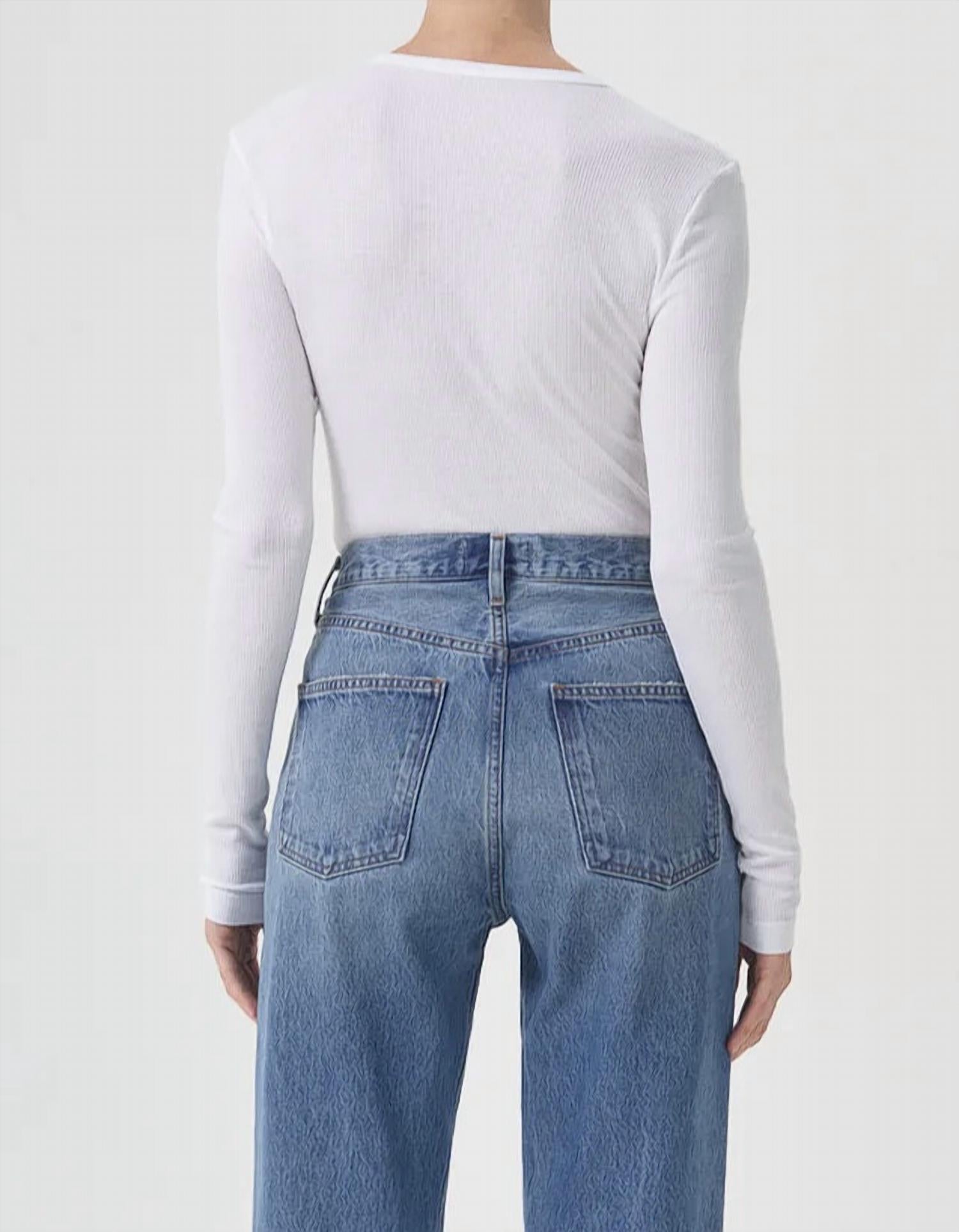 Shona Long Sleeve Tee Top In White