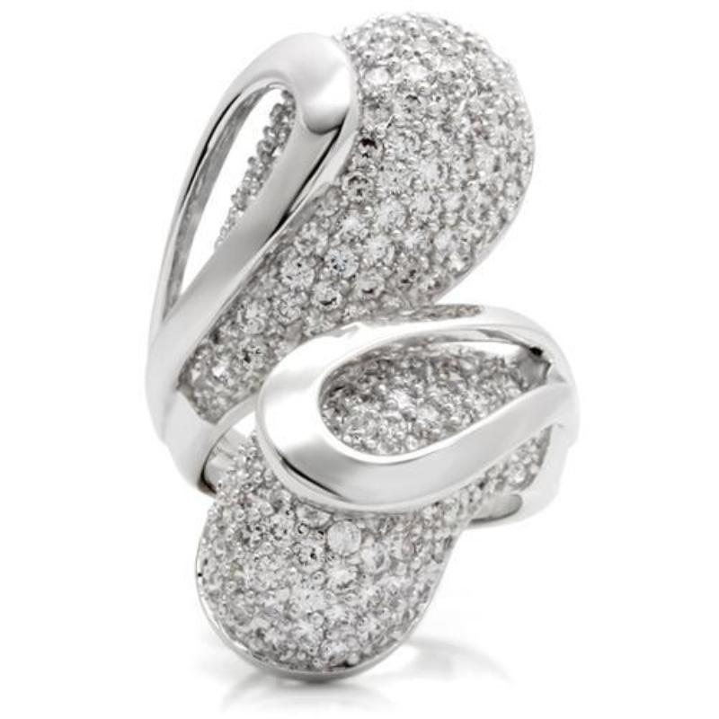 Rhodium Brass Ring with AAA Grade CZ in Clear