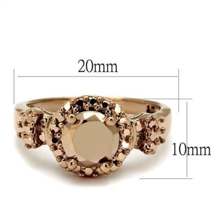IP Rose Gold(Ion Plating) Brass Ring with AAA Grade CZ in Metallic Light Gold