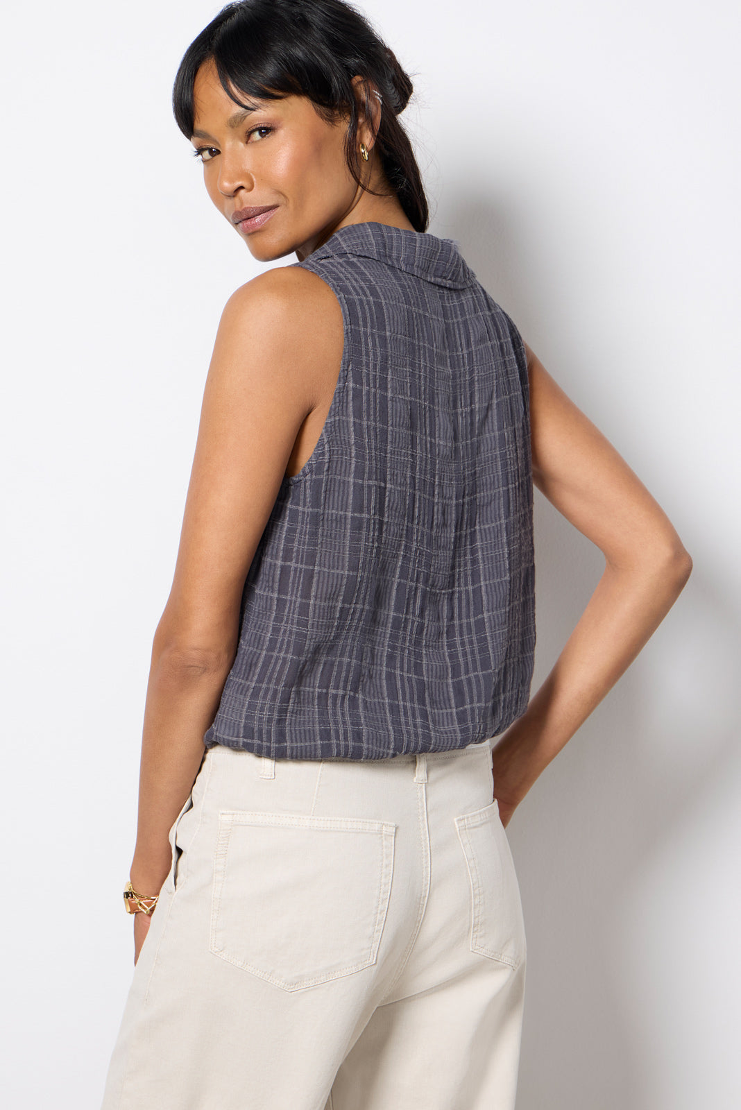 Women's Textured Collar Tank Top