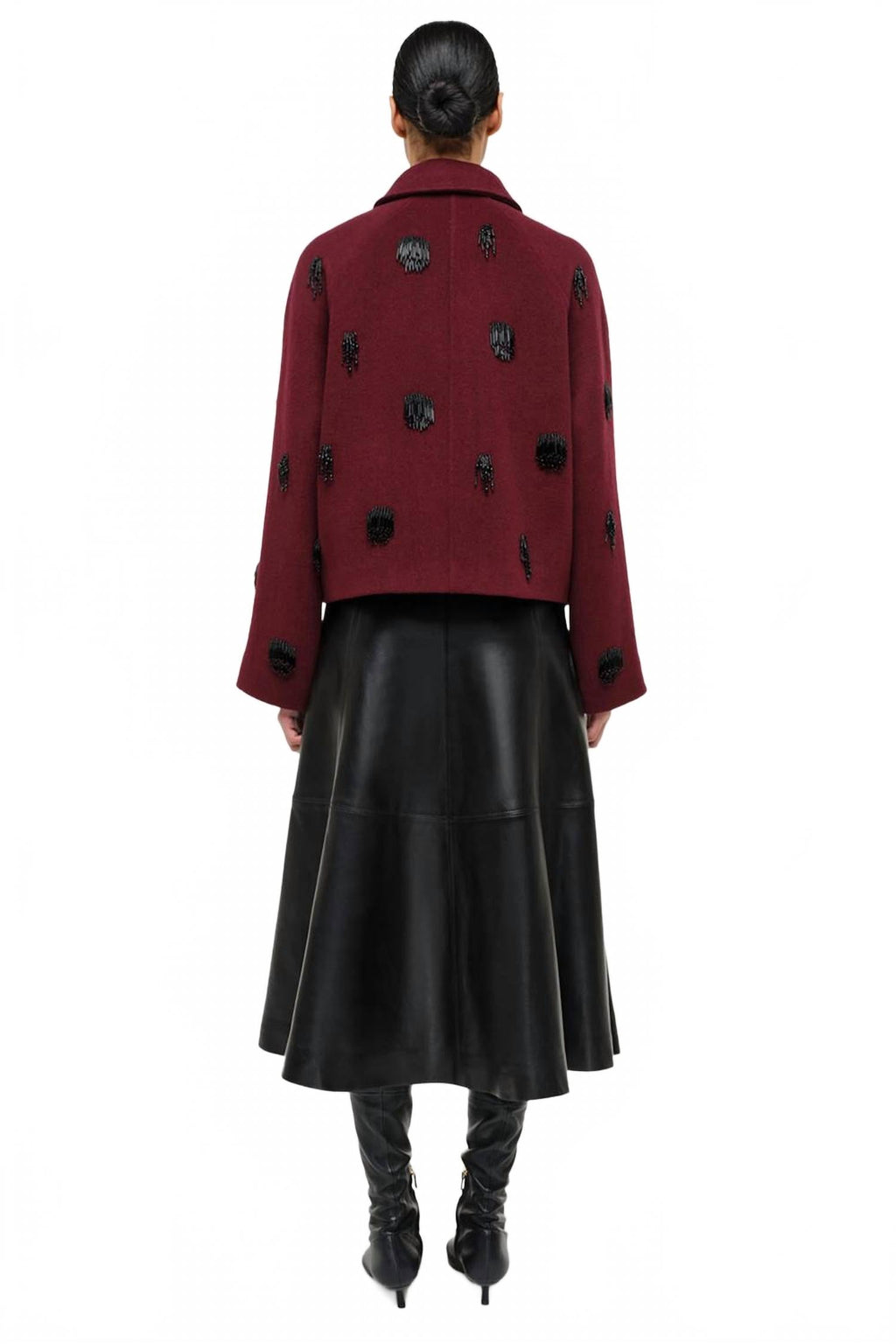 Ryma Leather Midi Skirt In Black