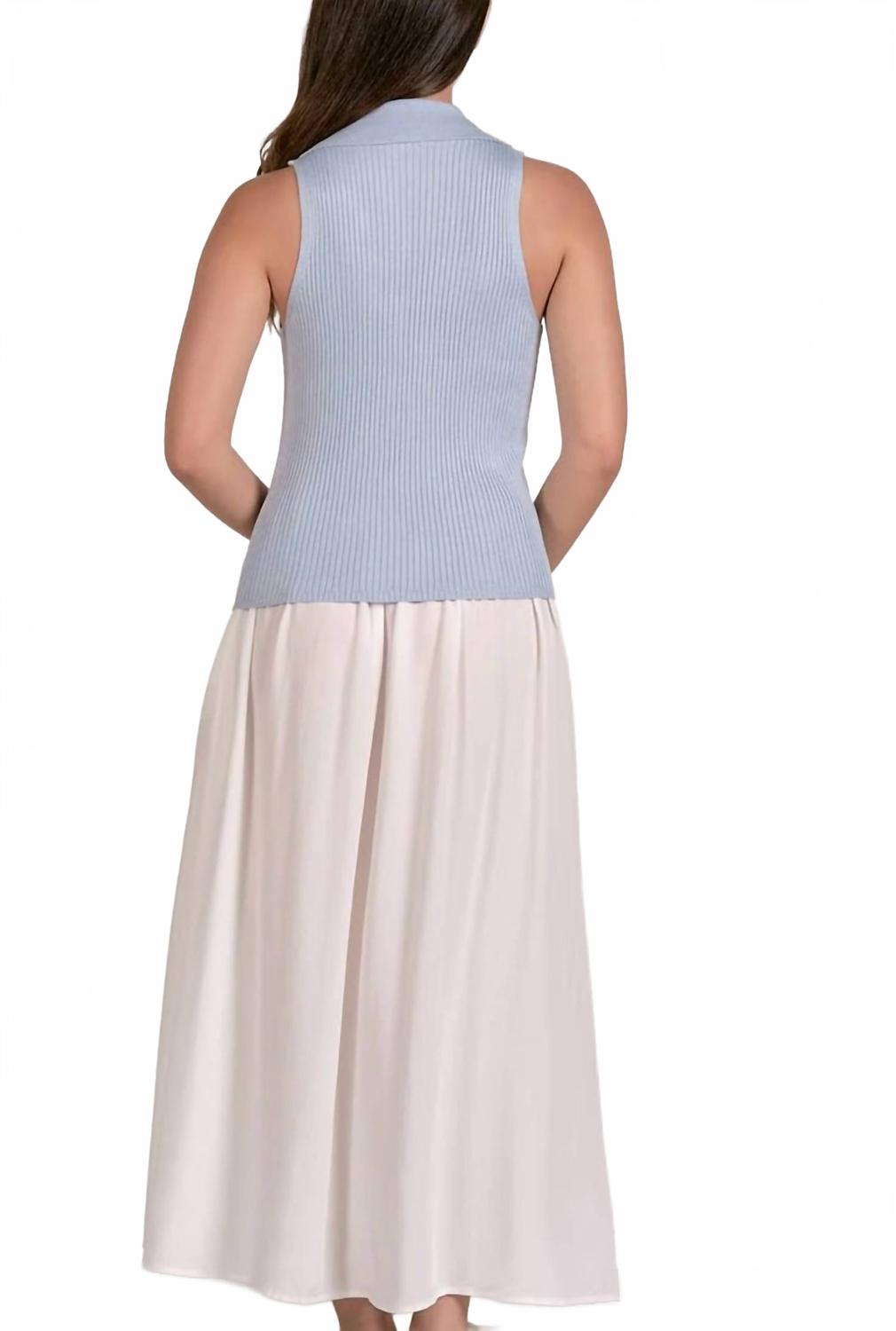 Collared Knit Vest In Blue