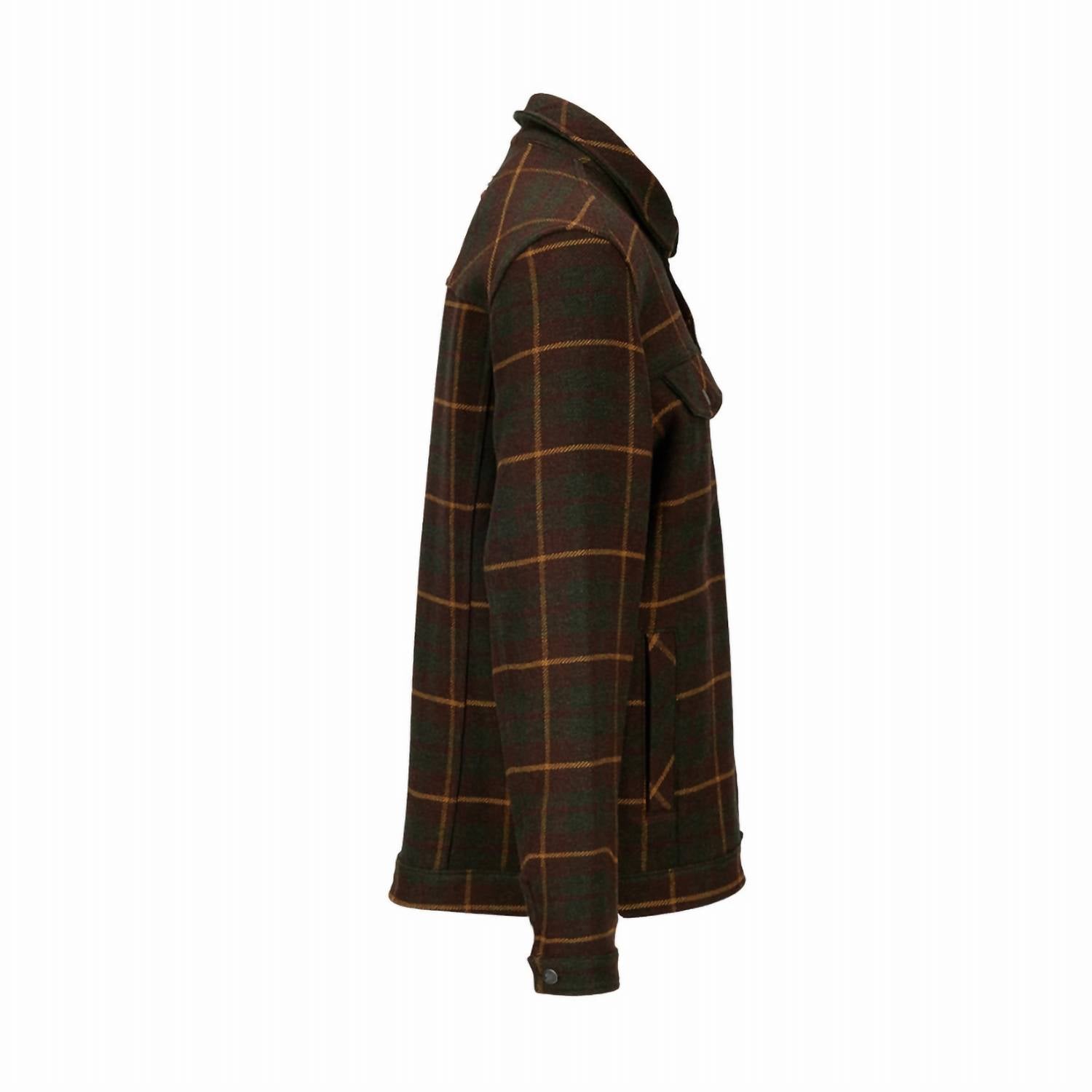 Unisex Wool Jacket In Hunter Brown Checks