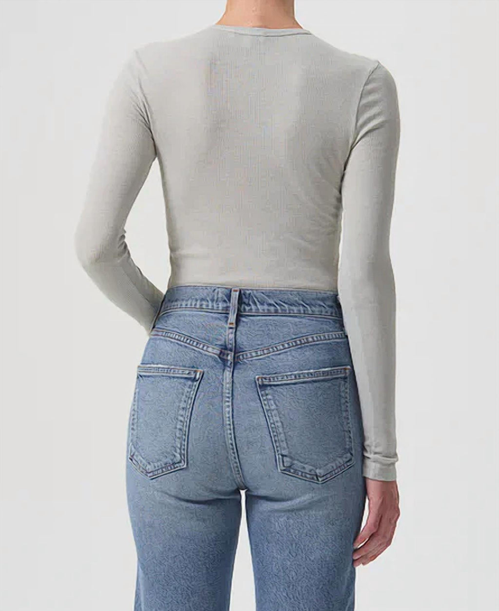 Shona Long Sleeve Tee Top In Rice Paper