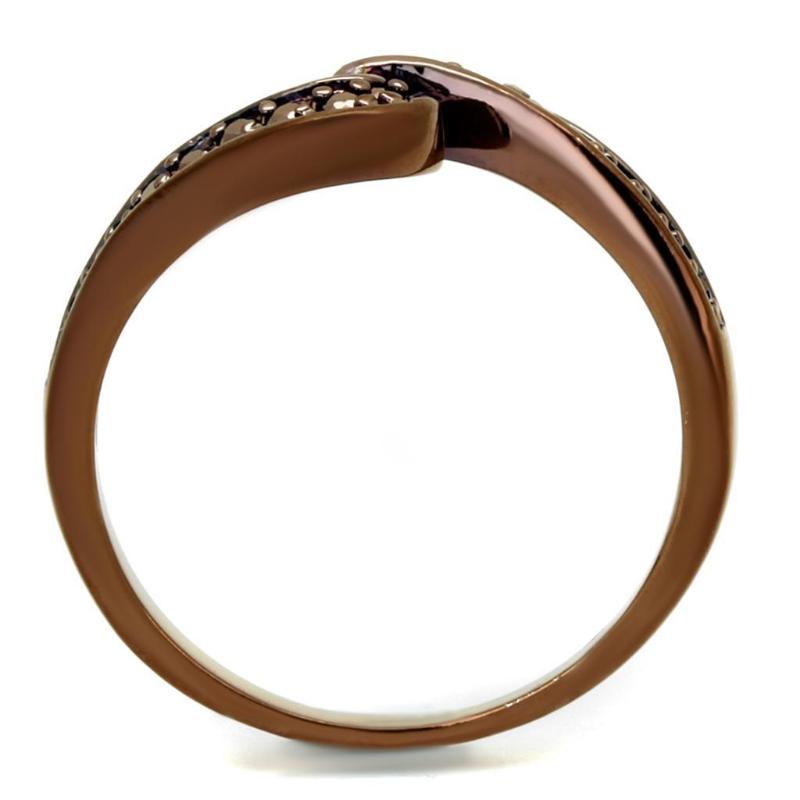 IP Coffee light Brass Ring with AAA Grade CZ in Light Coffee