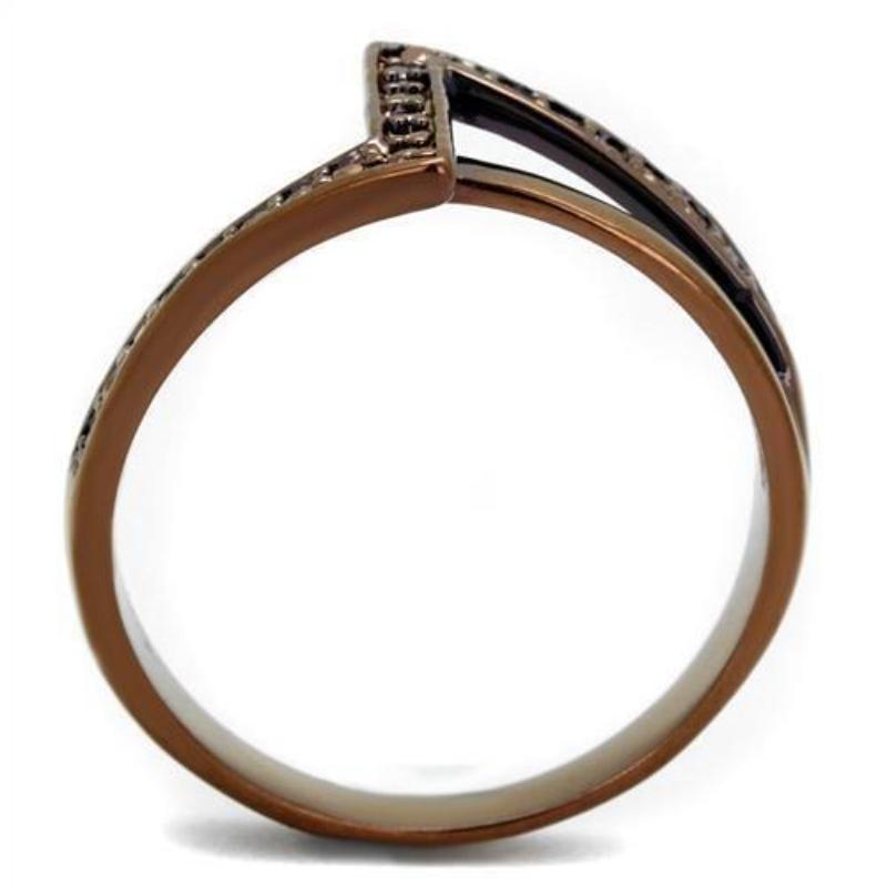 IP Coffee light Brass Ring with AAA Grade CZ in Light Coffee
