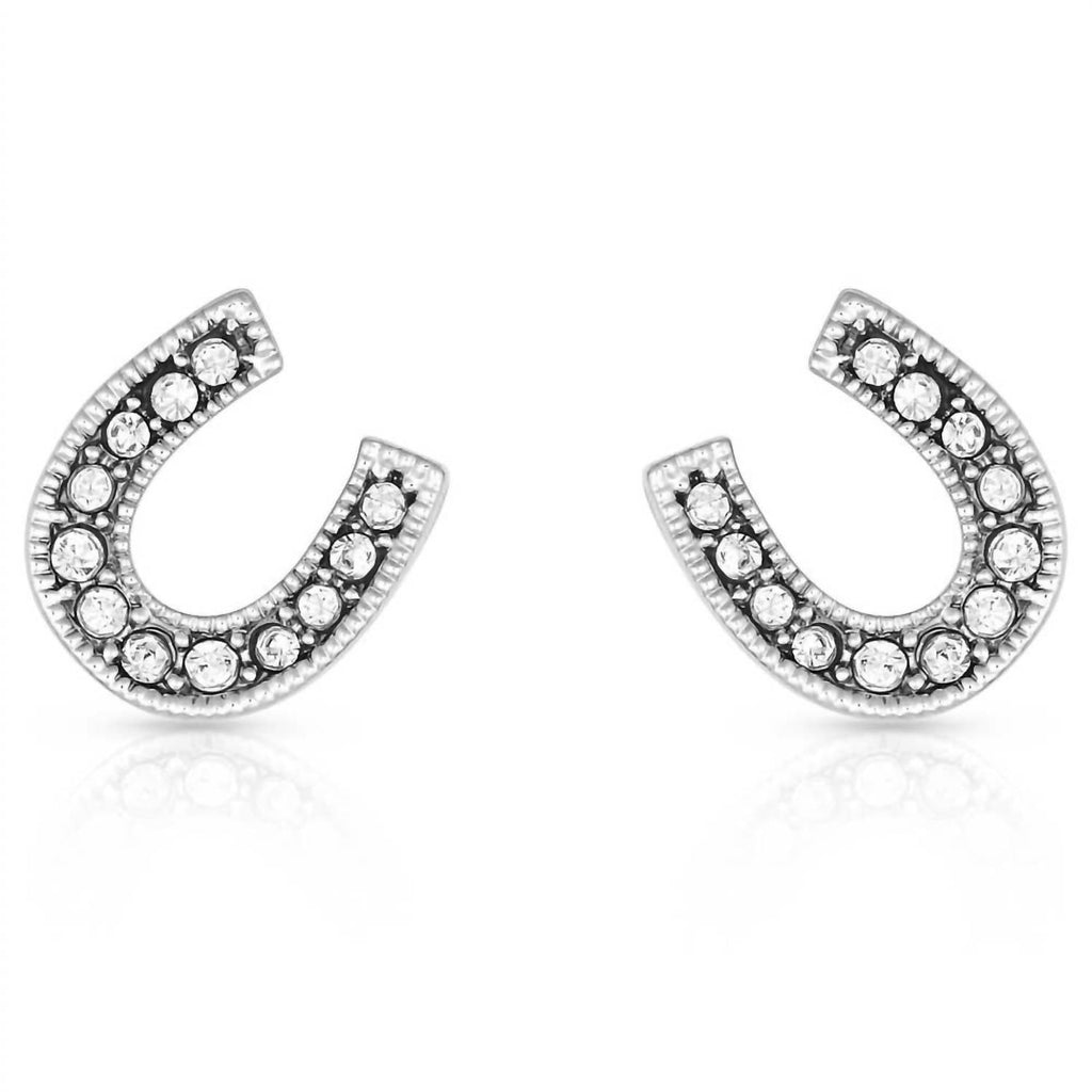 Women's Clear Horseshoe Earrings In Silver
