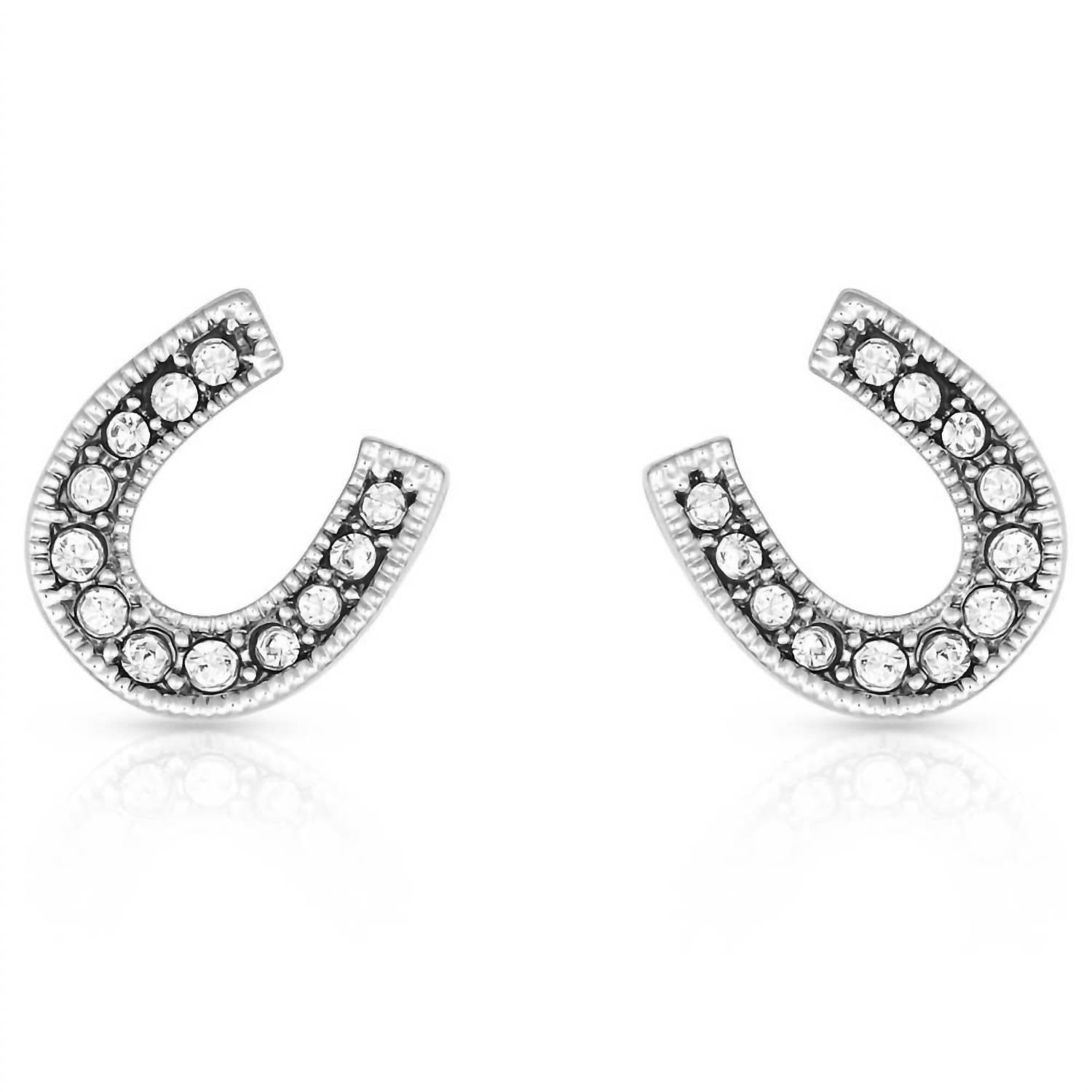 Women's Clear Horseshoe Earrings In Silver