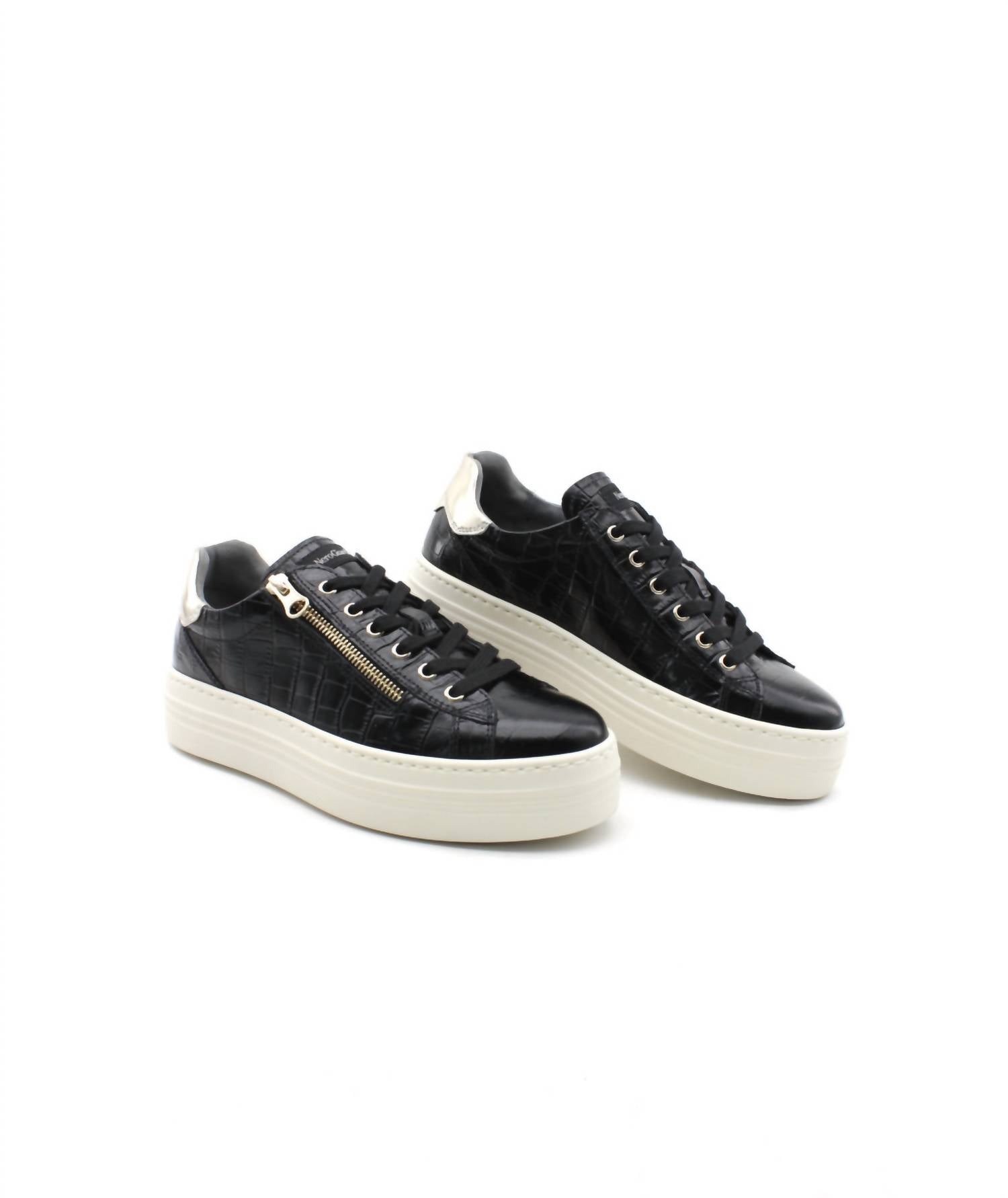 Women's Zeus Zipper Sneaker In Black Croc