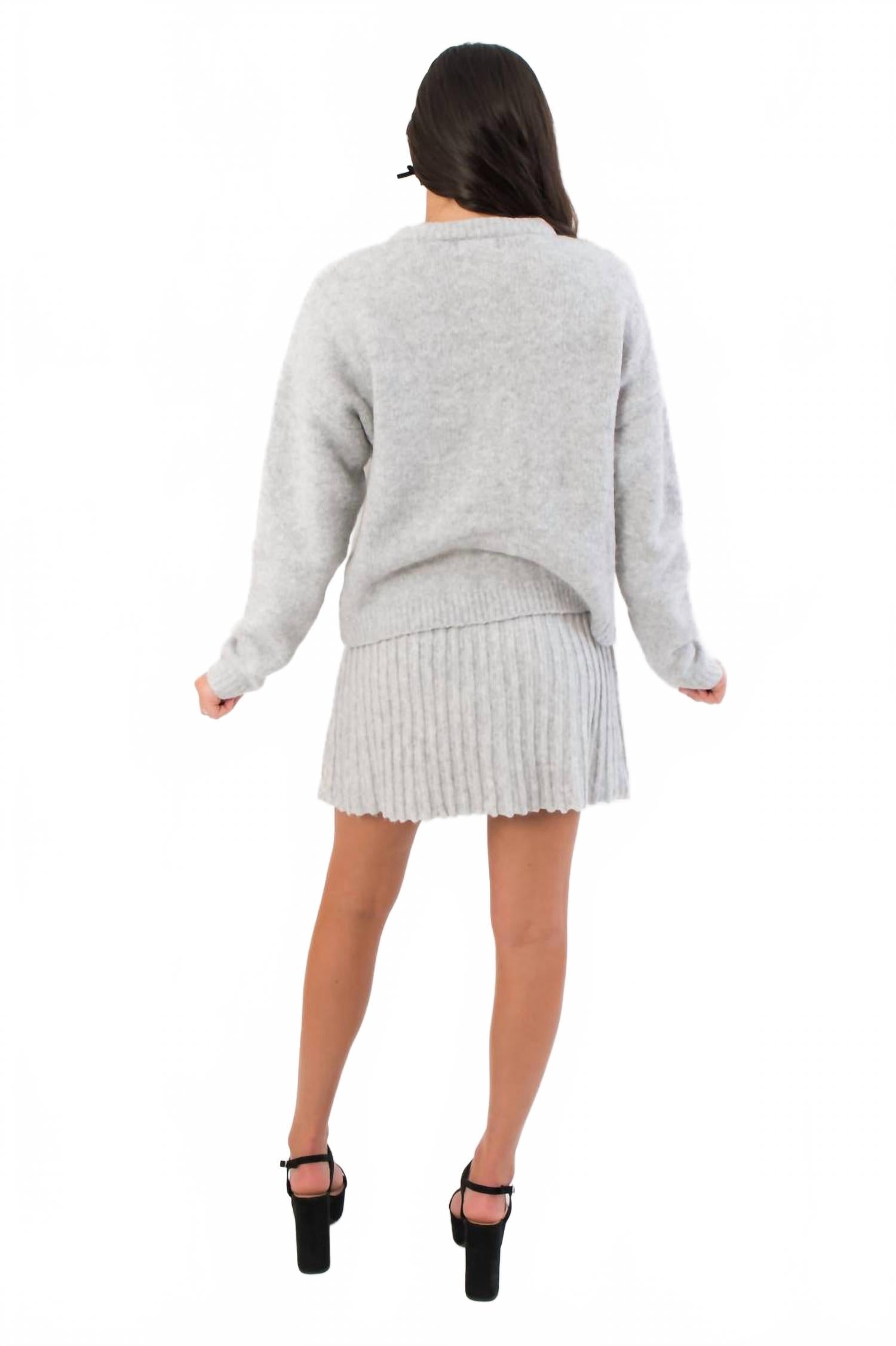 Livia Button Up Sweater Skirt Set In Grey