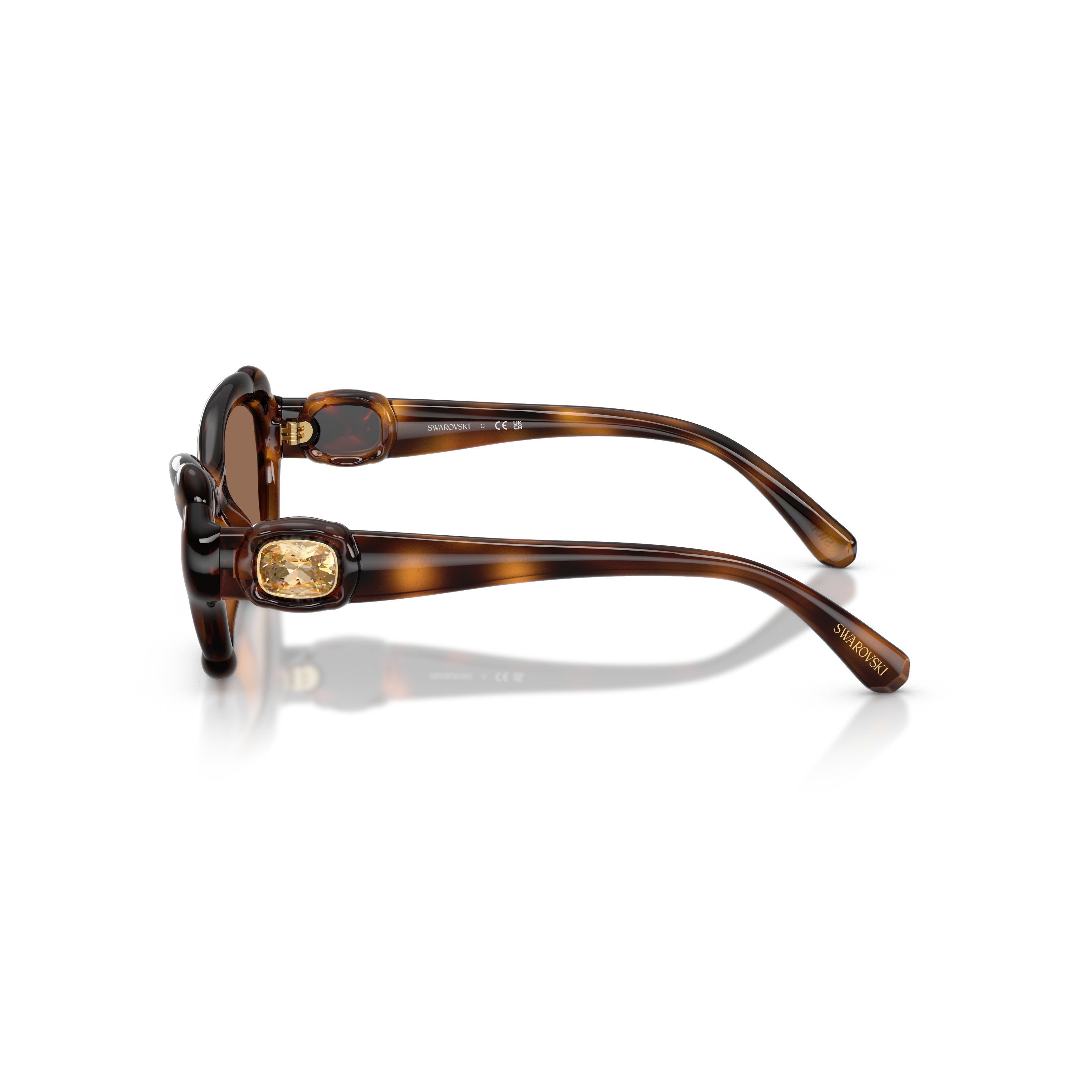 0Sk6050 Tortoiseshell Cat-Eye Sunglasses with Gold Emblem