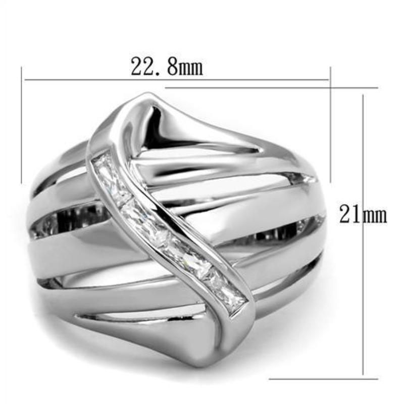 Rhodium Brass Ring with AAA Grade CZ in Clear