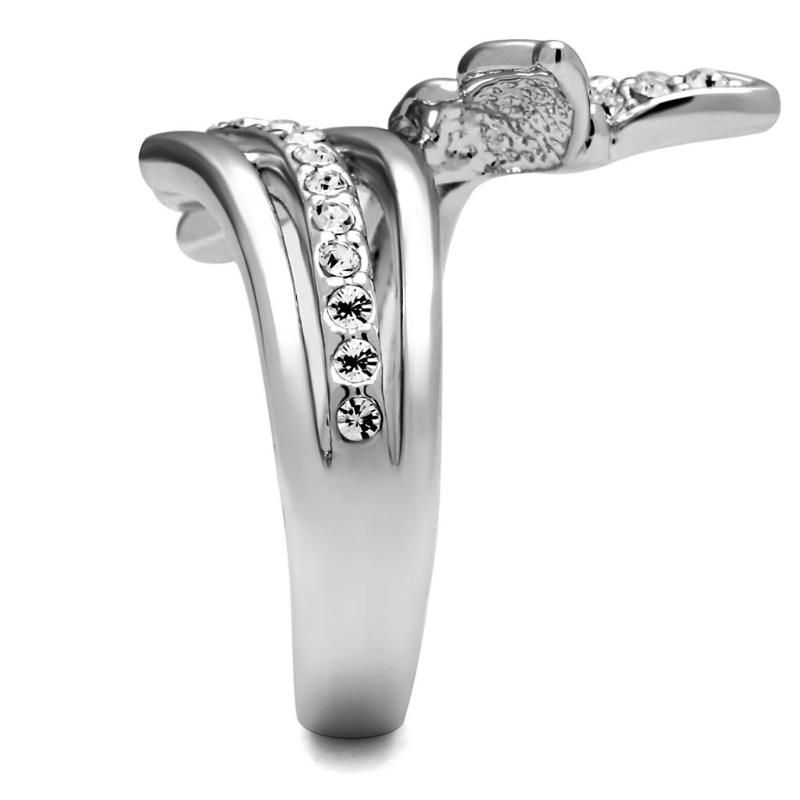 High polished (no plating) Stainless Steel Ring with AAA Grade CZ in Clear