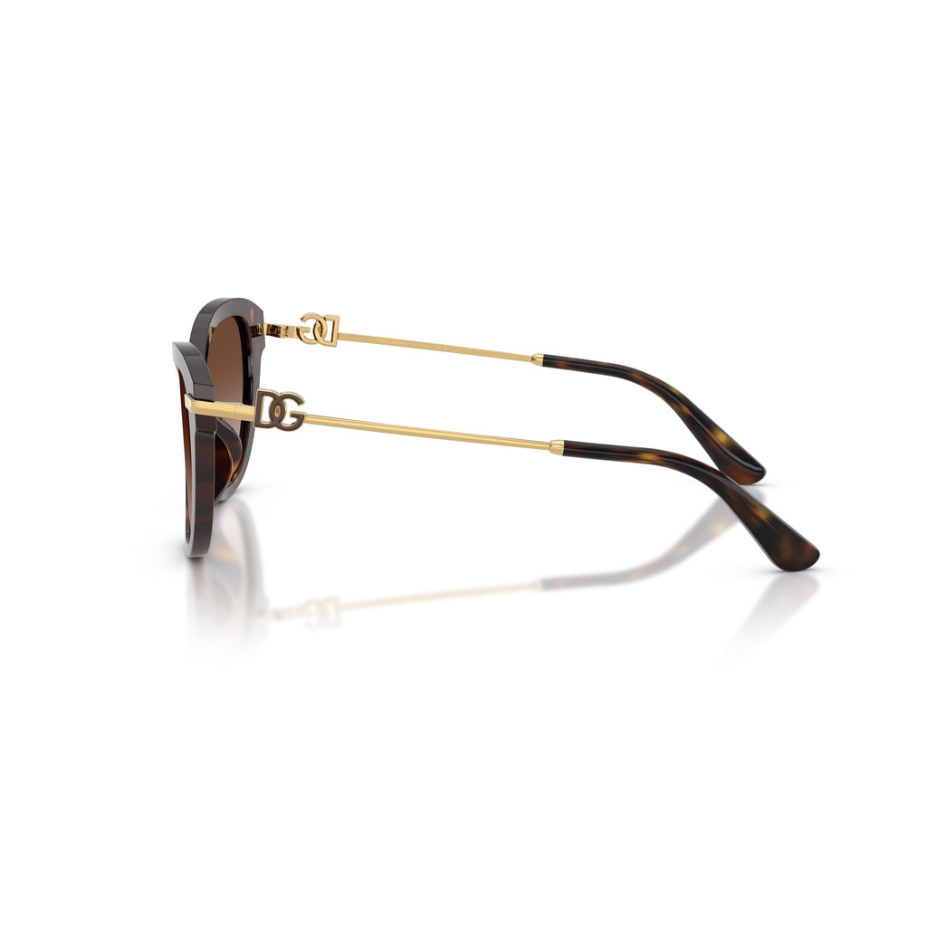 0Dg4534 Tortoiseshell Cat-Eye Sunglasses with Gold Metal Temples