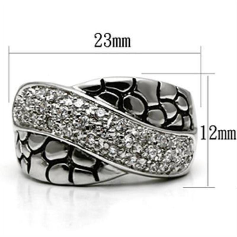 Rhodium Brass Ring with AAA Grade CZ in Clear
