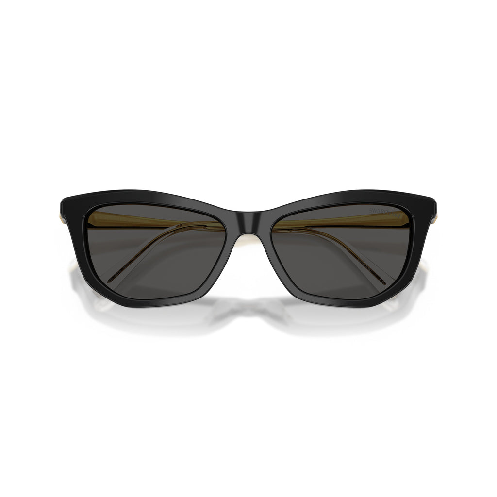 0Sk6057 Bold Black Acetate Cat-Eye Sunglasses with Crystal Embellishments