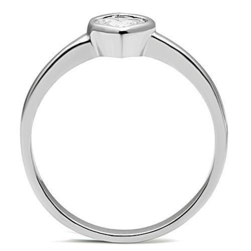 Rhodium Brass Ring with AAA Grade CZ in Clear