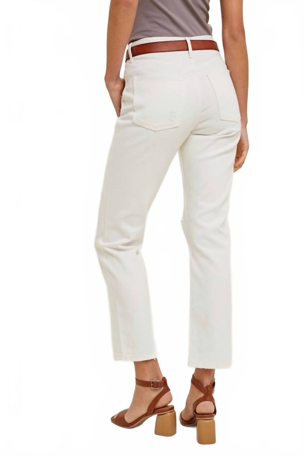 Light-Wash Loose Fit Denim Jeans With Distressed In White