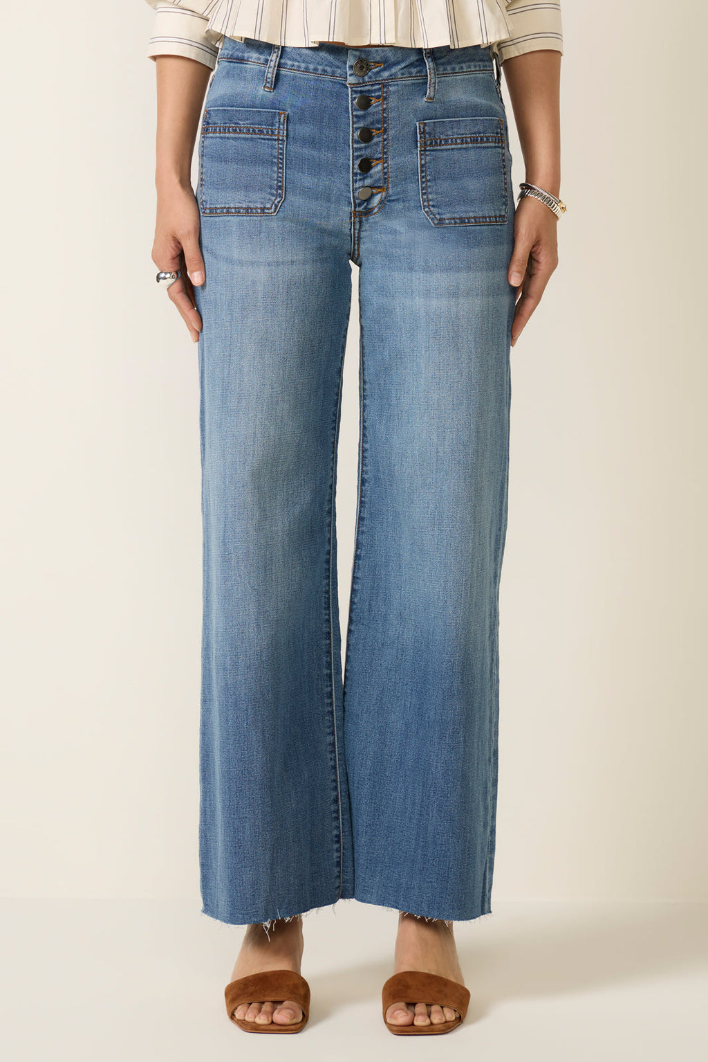 Women's Meg Wide Leg w/ Buttons Jeans