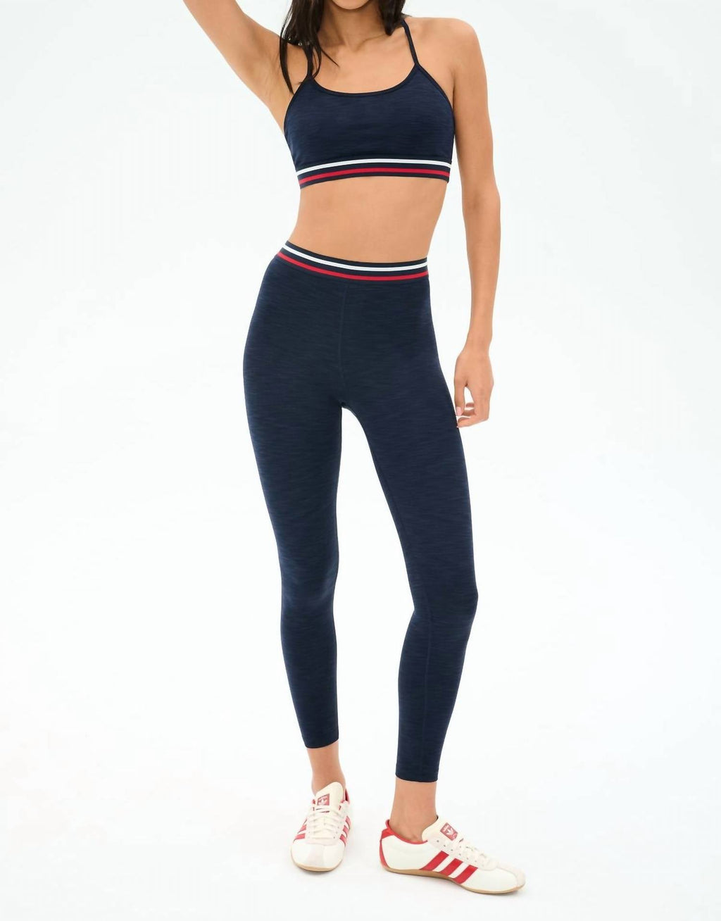 Bailey High Waisted Active Rib 7/8 Leggings In Heather Indigo