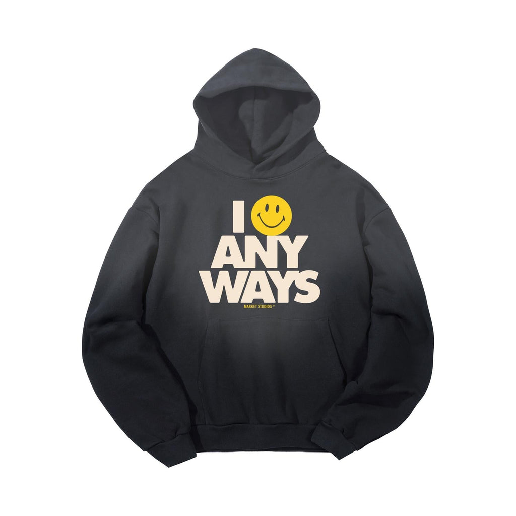 Smiley Smile Anyways Hoodie In Pirate Black
