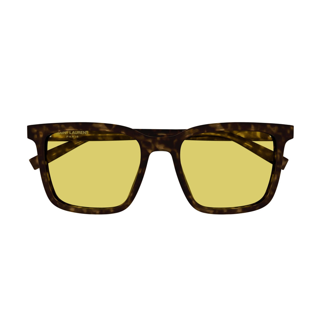 Square Frame Sunglasses In Tortoiseshell With Yellow Lenses