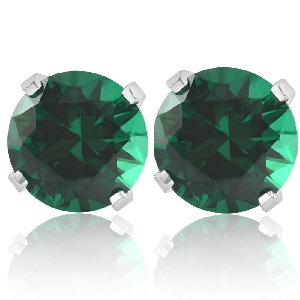 1Ct TW Emerald Studs in 14k White or Yellow Gold