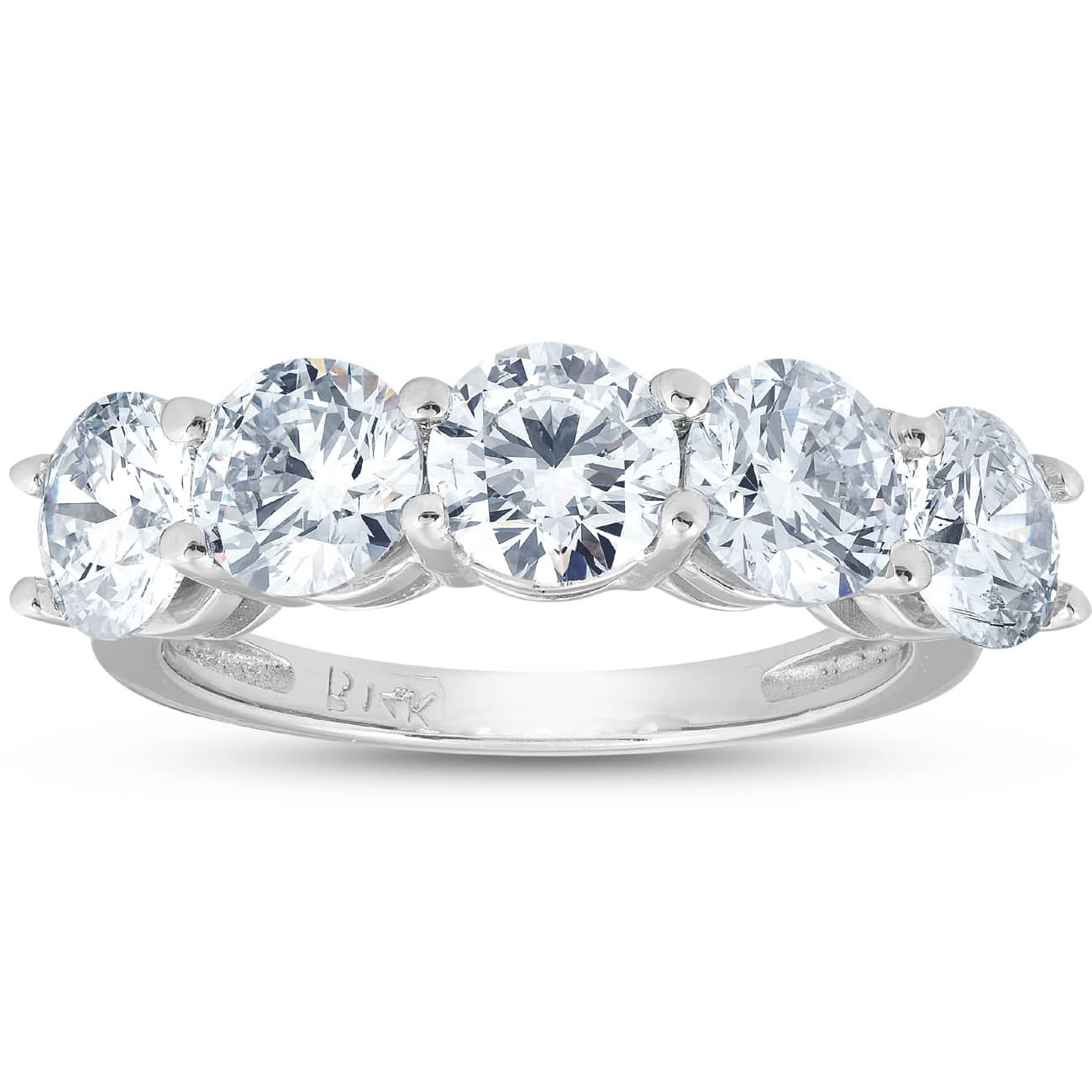3 3/4 Ct EX3 Lab Grown Diamond Five Stone Wedding Ring 14k White Gold