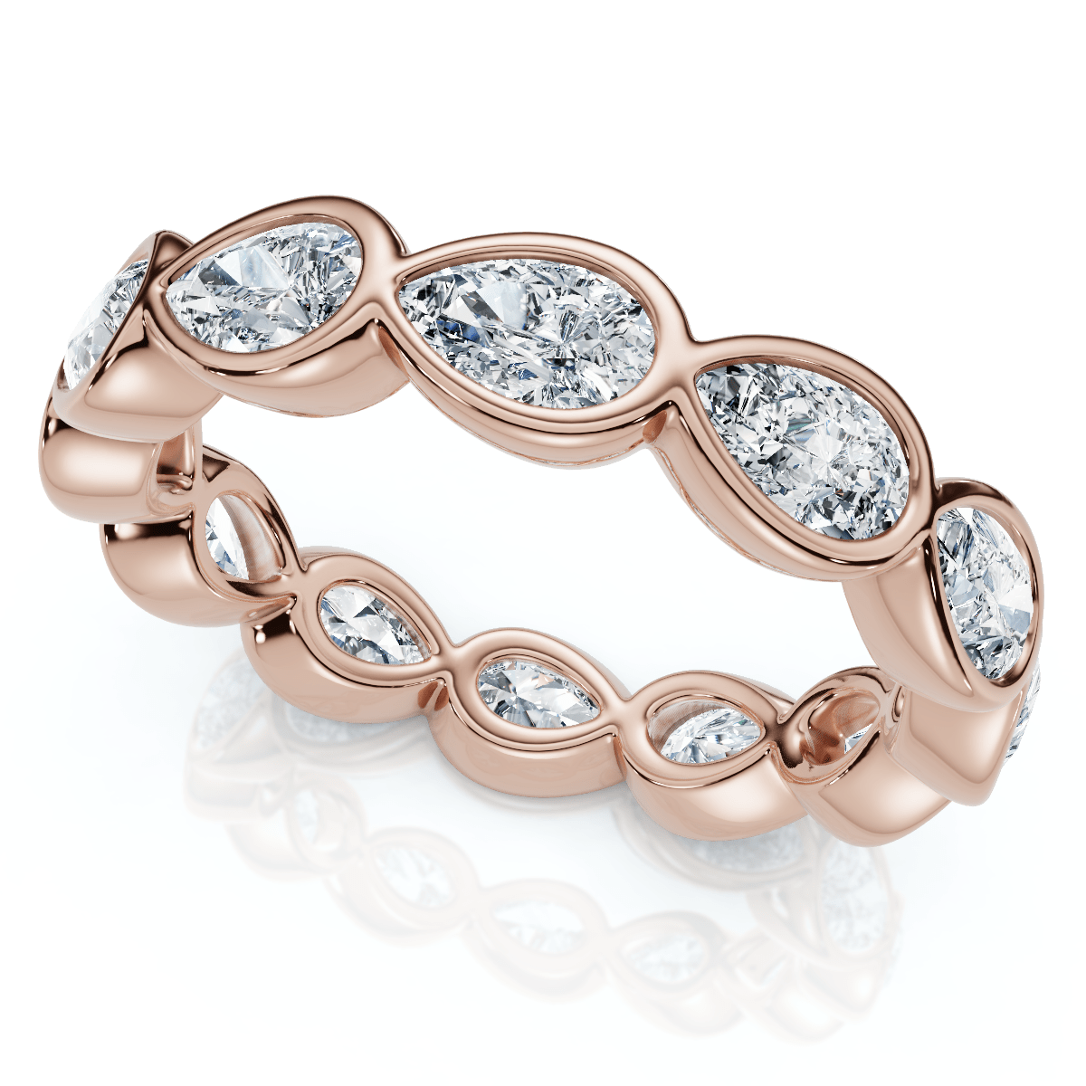 2Ct Pear Shape Bezel Diamond Eternity Wedding Ring 14k Gold Lab Grown