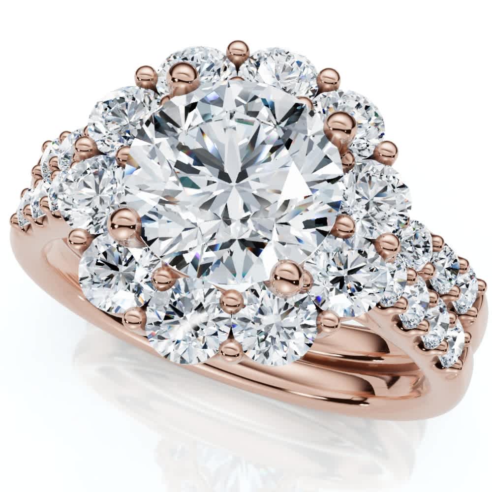 Certified 3ct Halo Diamond Engagement Wedding Ring Set 14k Gold Lab Grown