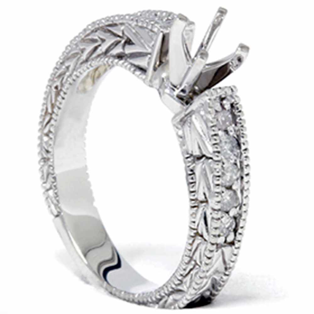 1/4ct Diamond Engagement Antique Like Ring Setting 14K Size Selectable