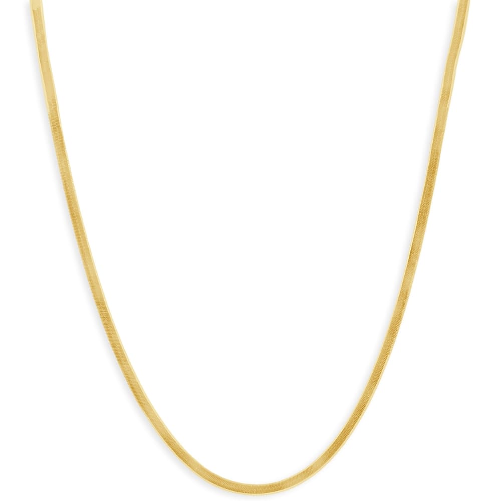 14k Yellow Gold 3.2MM Herringbone Necklace Women's 18" Chain