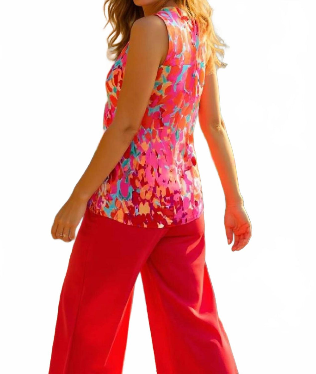 Floral Print Sleeveless Top In Multi