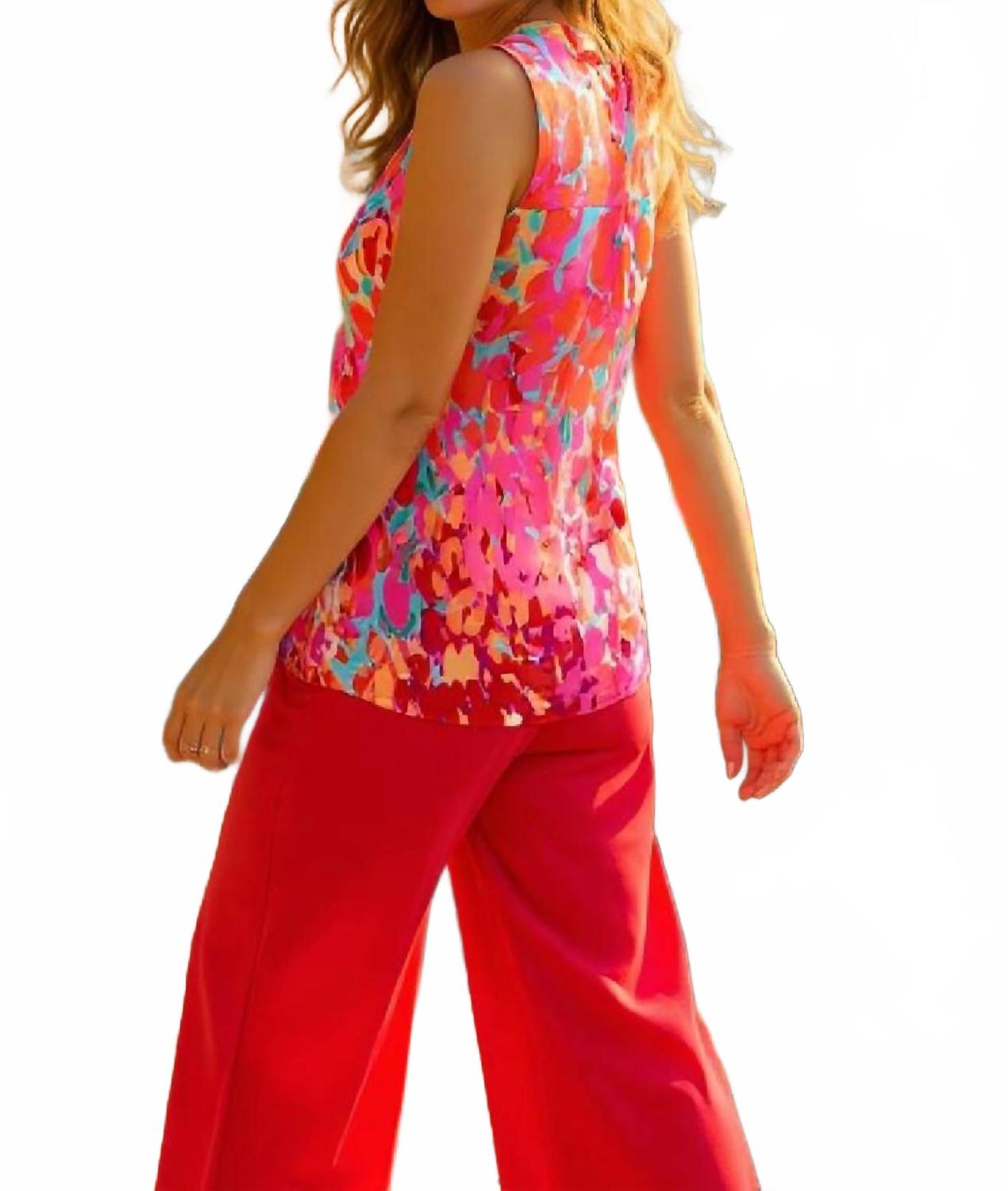Floral Print Sleeveless Top In Multi