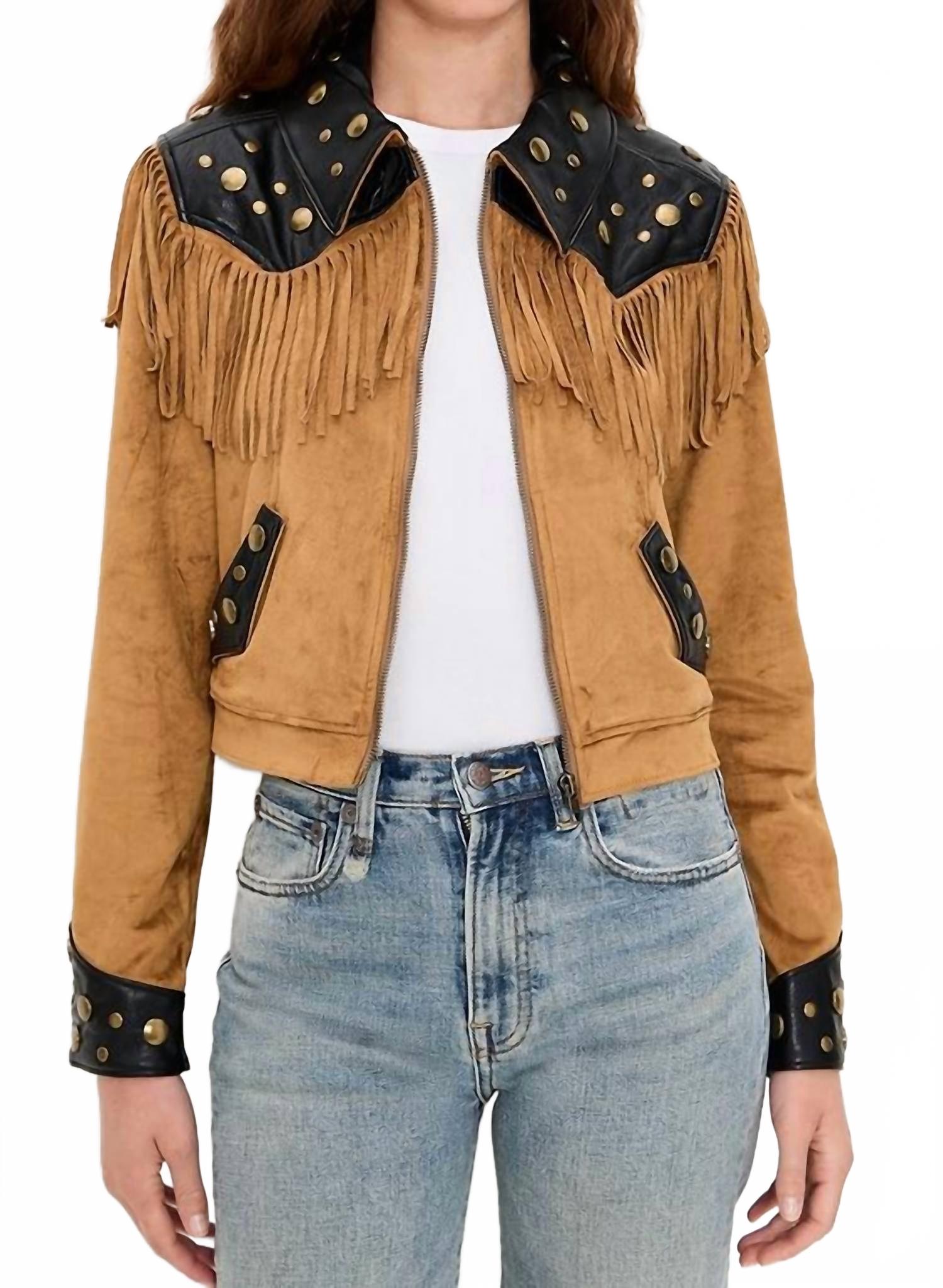 Wilson Faux Suede Jacket In Sepia